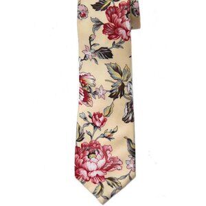 Gascoigne Silk Tie Yellow Red Pink Green Floral Men's